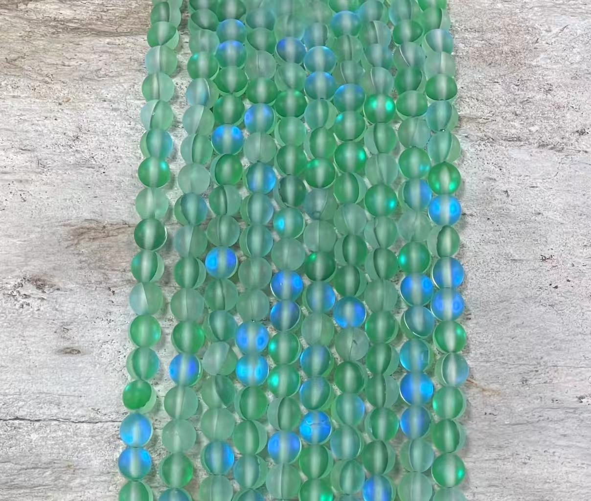 Matte Mermaid Glass Beads aka Mystic Aura Quartz, Round 6mm 8mm